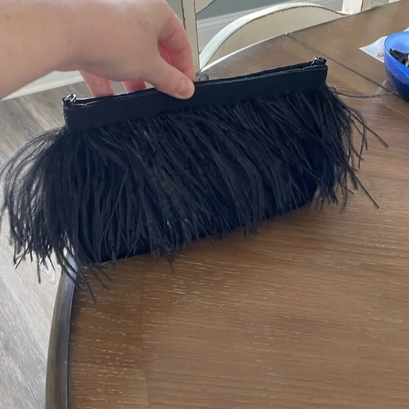 PRADA Piume Feather Satin Black Ostrich bag w/ auth card, rare/collectible - Picture 3 of 12